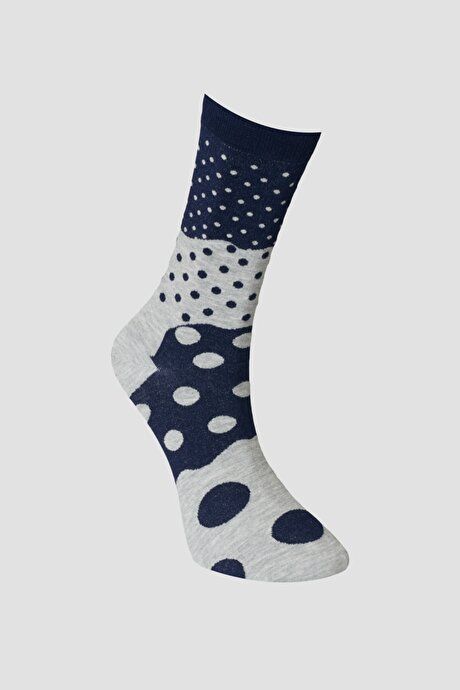 Patterned Single Navy-Grey Socks 4A2522100075LAG