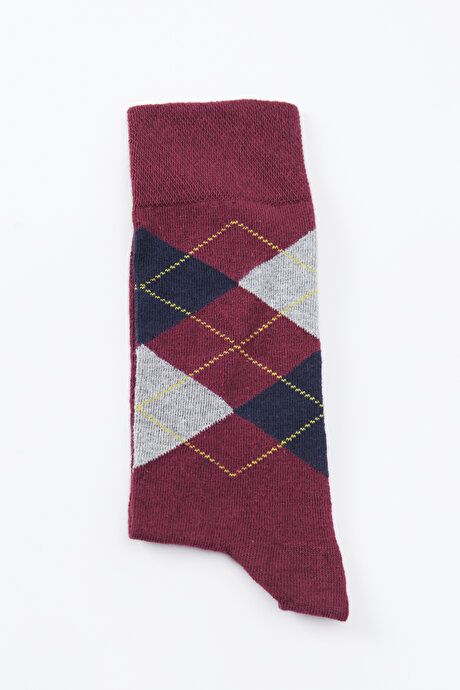 Patterned Socket Burgundy-Navy Socks 4A2523100020BRL