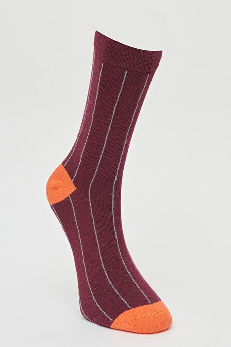 Patterned Socket Burgundy Orange Socks 4A252323100021BOT