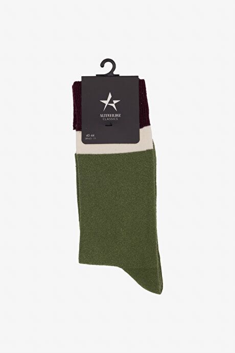 Patterned Bambulu Sock Khaki-Burgundy Socks 4A2524100013HKB