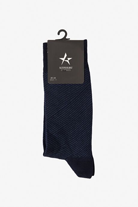 Patterned Bambulu Socks Navy Blue-Blue Socks 4A2524100015LAM