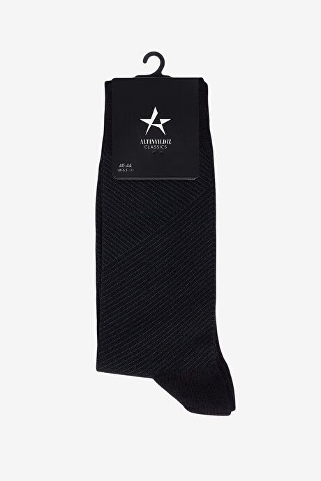 Patterned Bambulu Socket Black-Gray Socks 4A2524100015syg