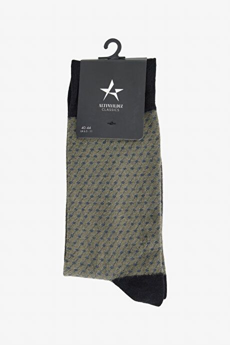 Patterned Bambulu Sock Khaki-Navy Socks 4A2524100020HKL