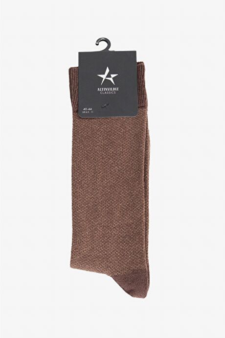 Patterned Cotton Socket Brown-Beige Socks 4A2524100021KHJ