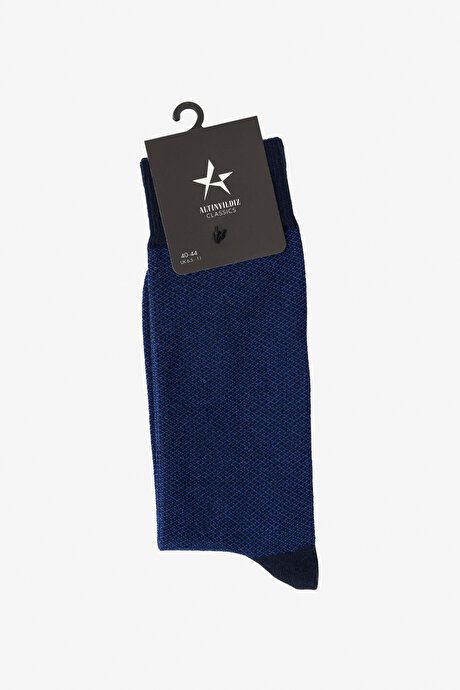 Patterned Cotton Socks Navy Blue-Blue Socks 4A2524100021LAM