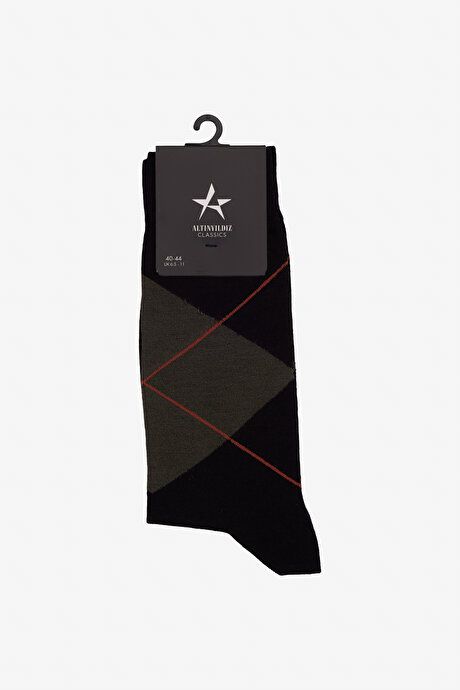 Patterned Bambulu Socket Black-Khaki Socks 4A2524100024SHA