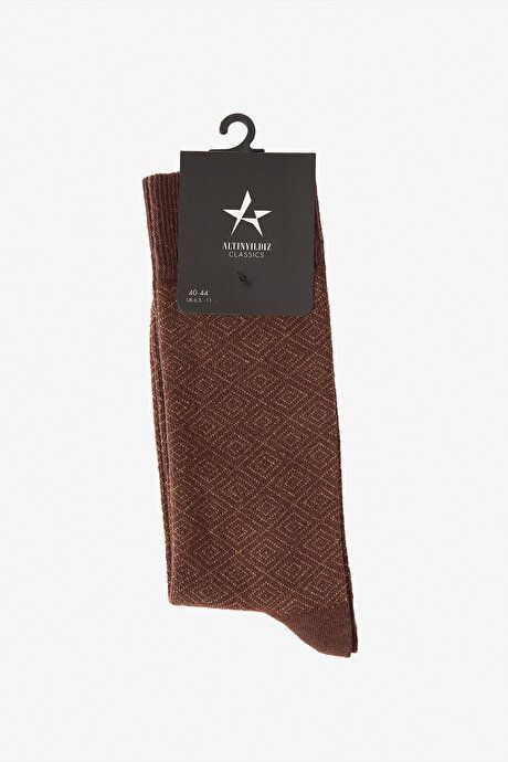 Patterned Cotton Socket Brown-Beige Socks 4A2524100026KHJ