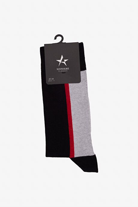 Patterned Bambulu Socket Black-Gray Socks 4A2524100030syg