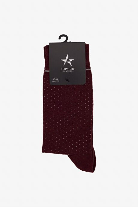 Patterned Bambulu Socket Burgundy-Gray Socks 4A2524100031BDG