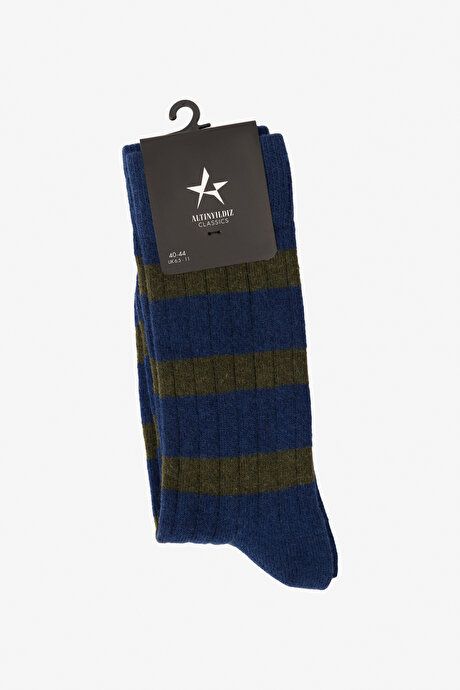 Woolen Navy Blue-Green Socks 4A2524100038LYS