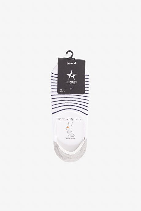 Patterned Single Babet White-Navy Socks 4A2524200016BZC