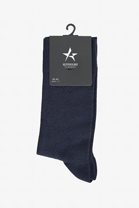 Patterned Single Navy Blue-Khaki Socks 4A2524200027LHK