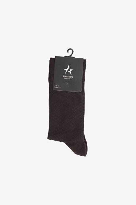 Patterned Single Brown Socks 4A2524200029KHV