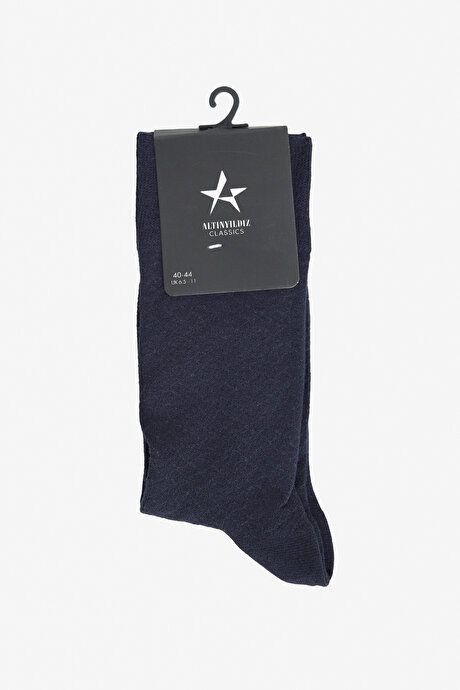 Patterned Single Navy Blue Socks 4A2524200029LAC