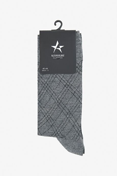 Patterned Single Dark Gray Socks 4A2524200035KGR