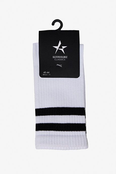 Patternless Sports White-Black Socks 4A2524200044BYS