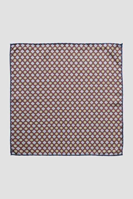 Patterned Brown-Blue Pocket Brown-Beige-Blue Handkerchief 4A2922100027KBM