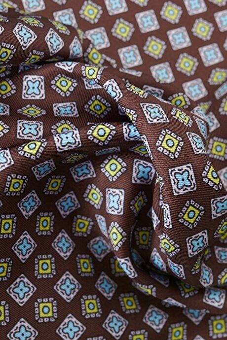 Patterned Brown-Blue Pocket Brown-Beige-Blue Handkerchief 4A2922100027KBM