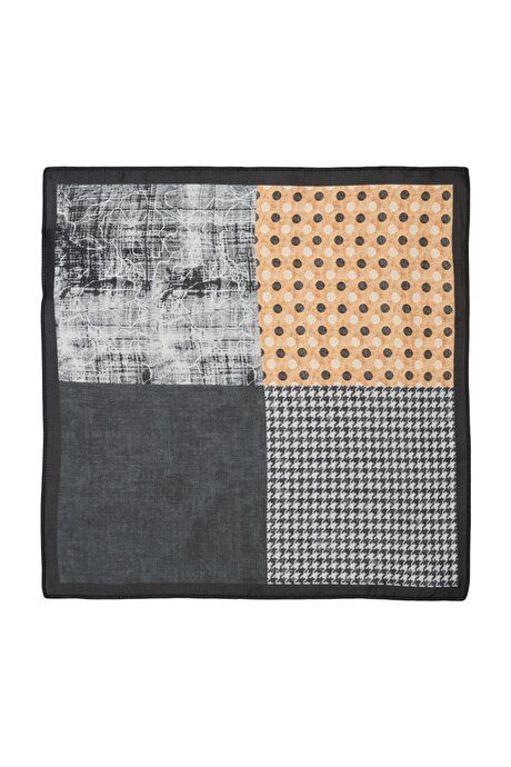 Patterned Classic Black-Gray Handkerchief 4A2922200015syg