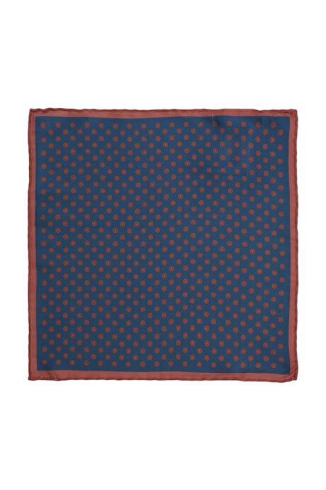 Patterned Classic Navy Blue-Burgundy Handkerchief 4A2922200019LBR