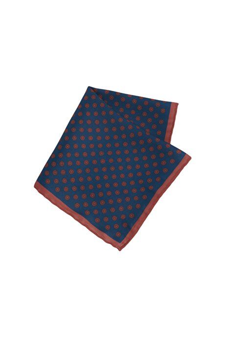 Patterned Classic Navy Blue-Burgundy Handkerchief 4A2922200019LBR