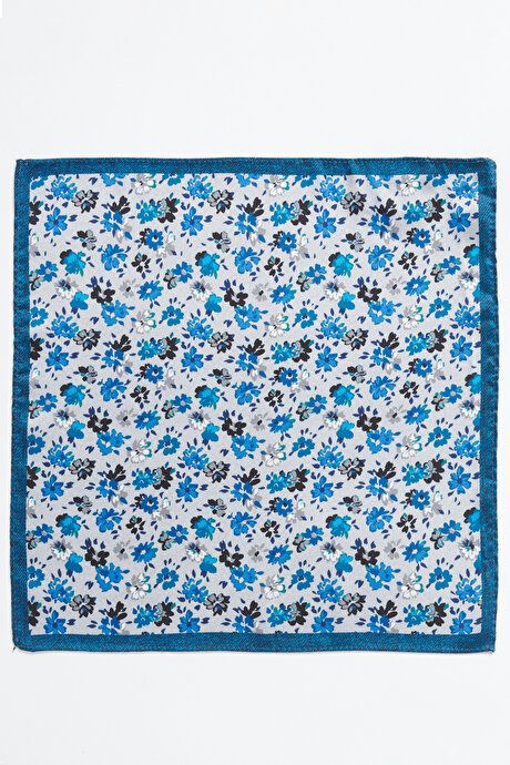 Patterned Gray-Blue Handkerchief 4A2923100033GRM