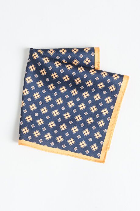 Patterned Navy-Mustard Handkerchief 4A2923100035LCH