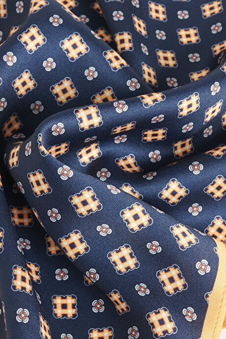 Patterned Navy-Mustard Handkerchief 4A2923100035LCH