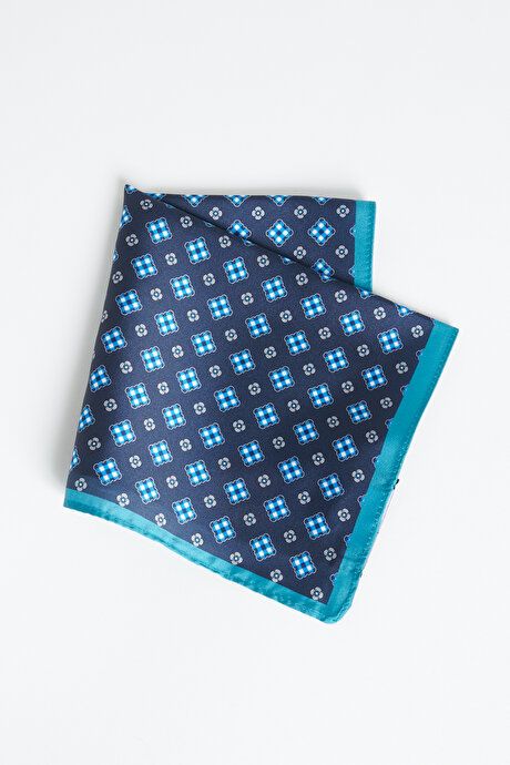 Patterned Navy-Turquoise Handkerchief 4A2923100037LTK