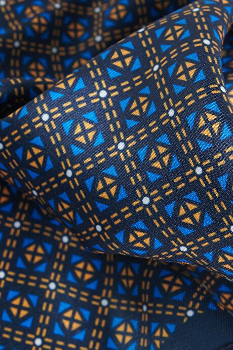 Patterned Navy-Mustard Handkerchief 4A2923100038LCH