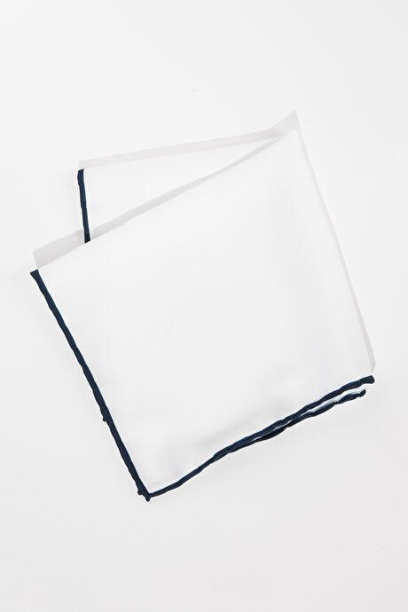 Unpatterned White-Navy Handkerchief 4A2923200003BZL