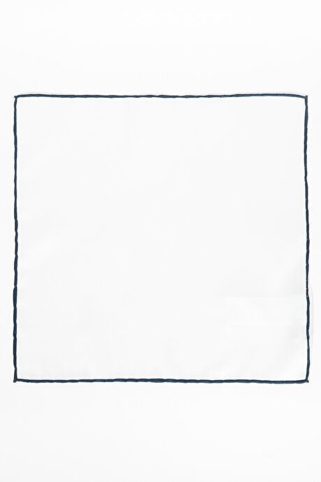 Unpatterned White-Navy Handkerchief 4A2923200003BZL