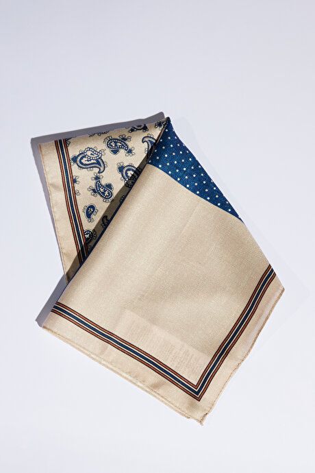 Patterned Navy-Blue-Beige Handkerchief 4A2923200022LVB