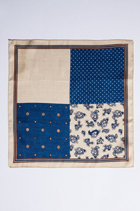 Patterned Navy-Blue-Beige Handkerchief 4A2923200022LVB