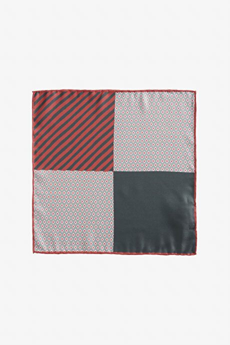 Patterned Green-Burgundy Handkerchief 4A2924100015YSB