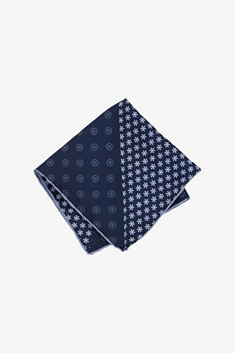 Patterned Navy Blue-White Handkerchief 4A2924100016LCB