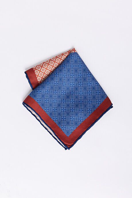 Patterned Navy Blue-Burgundy Handkerchief 4A2924100032LBR