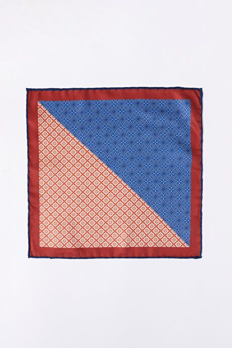 Patterned Navy Blue-Burgundy Handkerchief 4A2924100032LBR