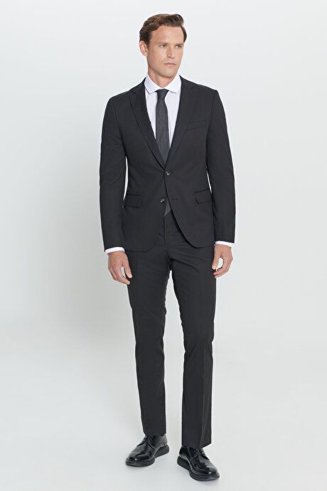 Slim Fit Slim Fit Mono Collar Black Suit 4A3023100061SYH