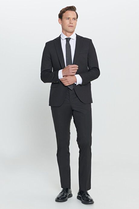 Slim Fit Slim Fit Mono Collar Black Suit 4A3023100061SYH