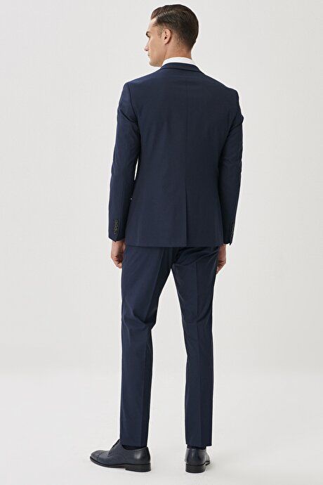 Slim Fit Slim Fit Mono Collar Navy Blue Suit 4A3023100071LAC