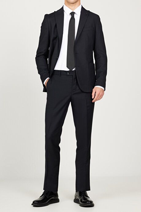 Extra Slim Fit Slim Fit Slim Fit Swallow Neck Navy Blue Suit 4A3024100017LAC