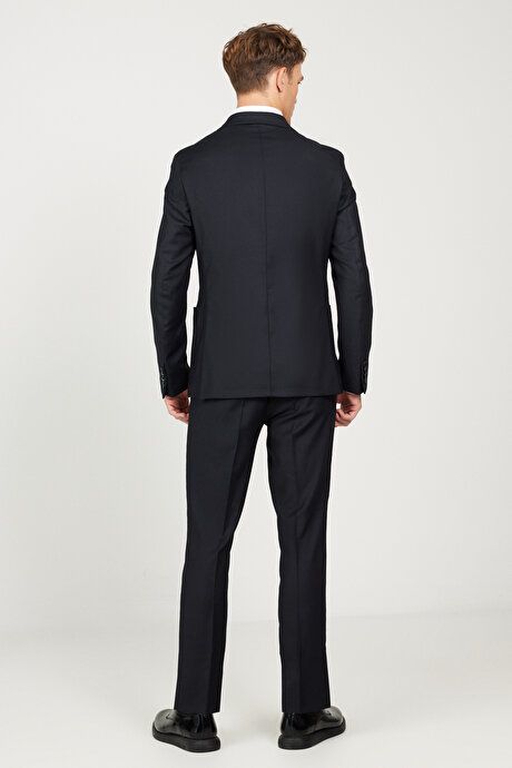 Extra Slim Fit Slim Fit Slim Fit Swallow Neck Navy Blue Suit 4A3024100017LAC