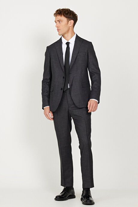 Slim Fit Slim Fit Mono Collar Dobby Double Pants Anthracite Suit 4A3524100003ATR