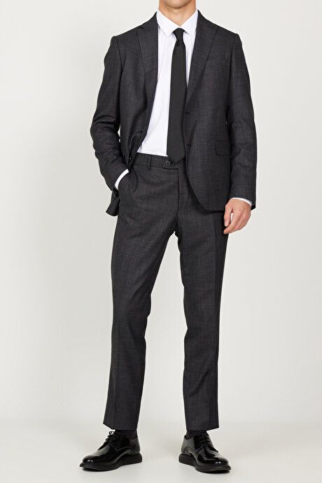 Slim Fit Slim Fit Mono Collar Dobby Double Pants Anthracite Suit 4A3524100003ATR