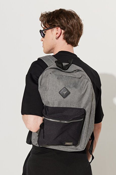 School- Gray-Black Backpack with Logo 4A3623200012GSY