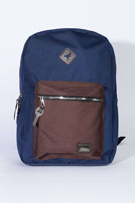 School-Navy-Brown Backpack with Logo 4A3623200012LCK