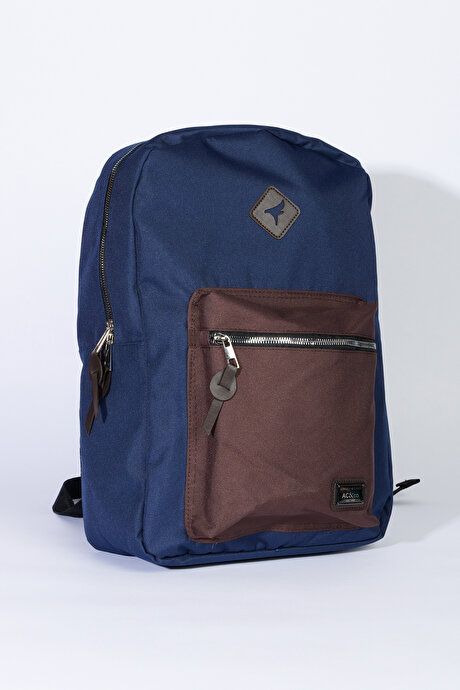 School-Navy-Brown Backpack with Logo 4A3623200012LCK