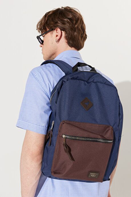 School-Navy-Brown Backpack with Logo 4A3623200012LCK