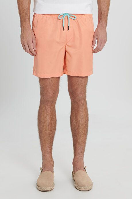 Standard Fit Regular Fit Salmon Swimsuit Sea Shorts with Patterned Pockets 4A4723200006SMN